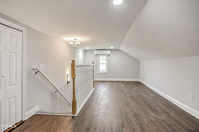 350 Texas Ave, Bristol, VA 24201 - additional living space featuring lofted ceiling, wood finished floors, baseboards, recessed lighting, and a wall mounted AC