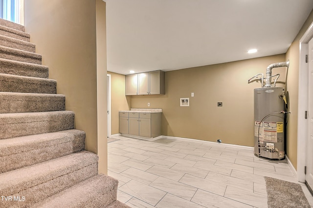 350 Texas Ave, Bristol, VA 24201 - interior space featuring recessed lighting, baseboards, gas water heater, and stairway