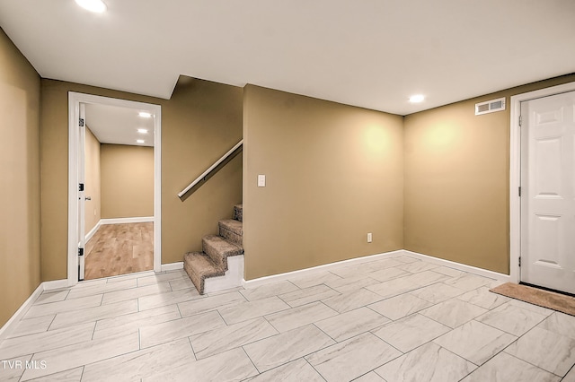350 Texas Ave, Bristol, VA 24201 - finished below grade area featuring visible vents, recessed lighting, stairs, and baseboards