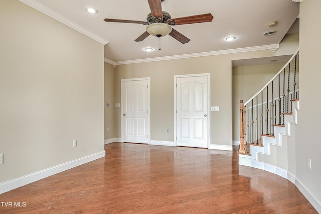 260 Dominique Ln, Greeneville, TN 37743 - interior space featuring crown molding, ceiling fan, baseboards, and wood finished floors
