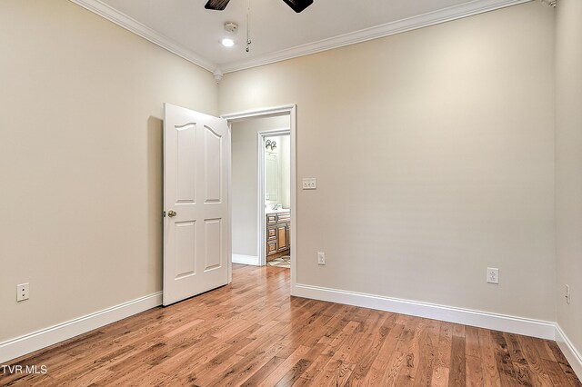 260 Dominique Ln, Greeneville, TN 37743 - unfurnished room with crown molding, light wood-style flooring, baseboards, and ceiling fan