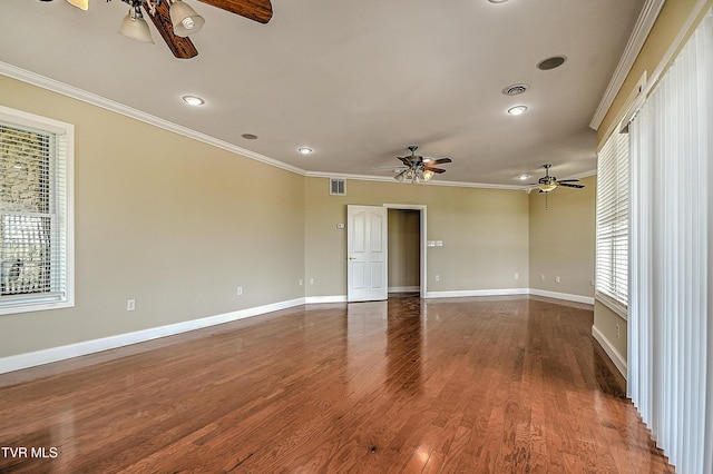 260 Dominique Ln, Greeneville, TN 37743 - spare room with a ceiling fan, baseboards, ornamental molding, and a wealth of natural light