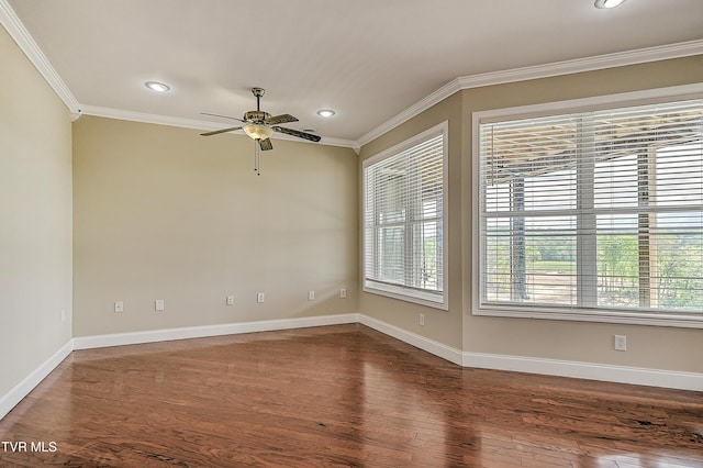 260 Dominique Ln, Greeneville, TN 37743 - empty room featuring crown molding, a ceiling fan, baseboards, and a wealth of natural light