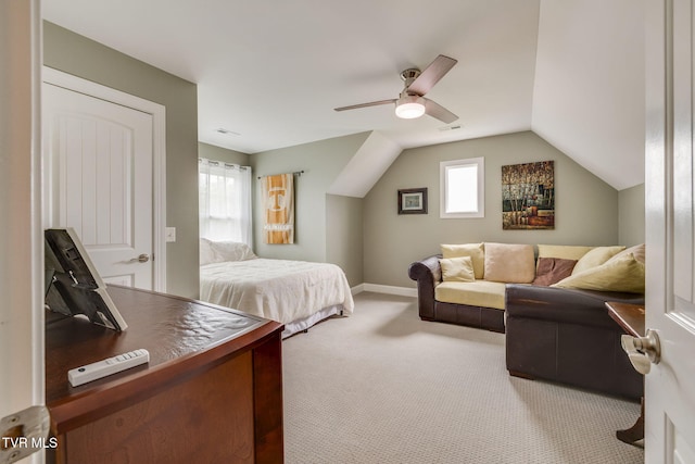 145 Grande Harbor Way, Blountville, TN 37617 - carpeted bedroom with multiple windows, ceiling fan, vaulted ceiling, and baseboards