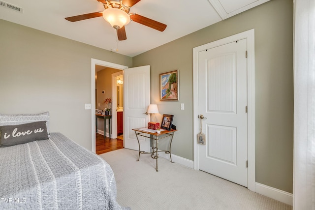 145 Grande Harbor Way, Blountville, TN 37617 - carpeted bedroom featuring baseboards, ceiling fan, and attic access
