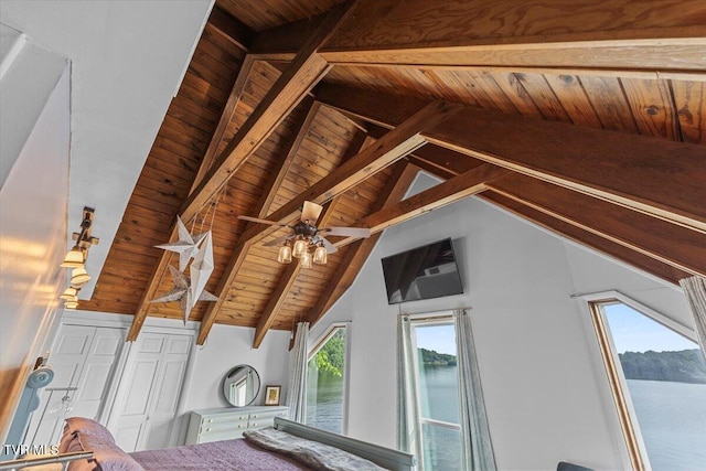 196 Furches Dr, Gray, TN 37615 - bedroom featuring wood ceiling, access to outside, and a ceiling fan