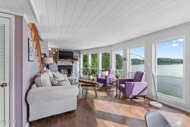 196 Furches Dr, Gray, TN 37615 - sunroom / solarium featuring wood finished floors, plenty of natural light, and wooden ceiling