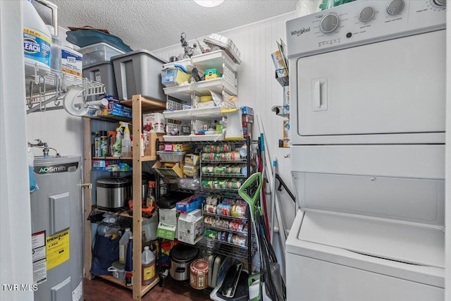 196 Furches Dr, Gray, TN 37615 - storage area featuring electric water heater and estacked washer and dryer