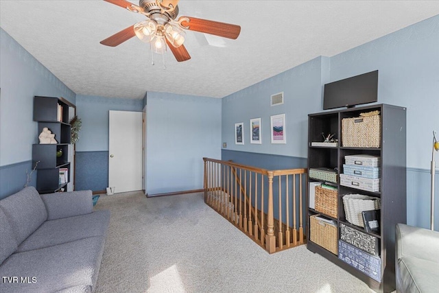 196 Furches Dr, Gray, TN 37615 - bedroom with carpet, a textured ceiling, and ceiling fan
