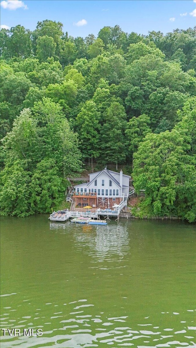 196 Furches Dr, Gray, TN 37615 - dock area with a water view and a wooded view