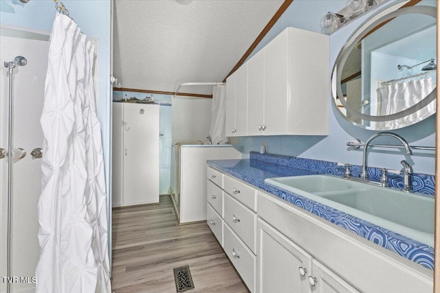 269 Rocky Branch Rd, Elizabethton, TN 37643 - washroom featuring a sink, a textured ceiling, and light wood finished floors