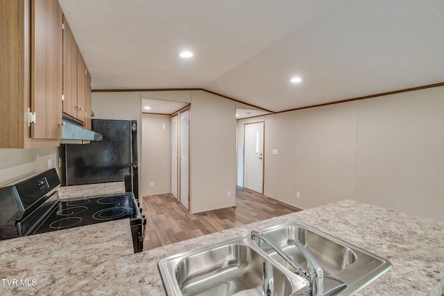 1249 Marcum Ave, Kingsport, TN 37665 - kitchen featuring stainless steel range with electric cooktop, a sink, light wood finished floors, light countertops, and under cabinet range hood