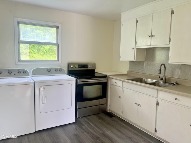 1001 Gibson Mill Rd, Kingsport, TN 37660 - laundry area with laundry area, a sink, dark wood-style flooring, and washer and dryer