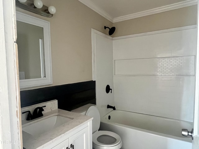 1001 Gibson Mill Rd, Kingsport, TN 37660 - bathroom with crown molding, vanity, toilet, and shower / tub combination