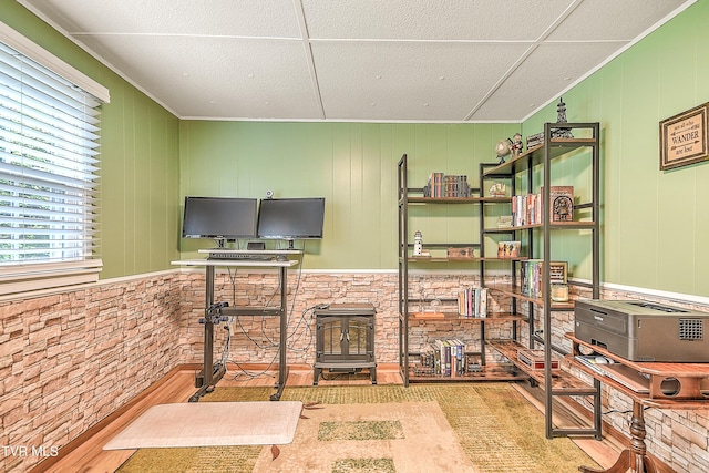 190 Roanwood Rd, Roan Mountain, TN 37687 - office area featuring a wood stove