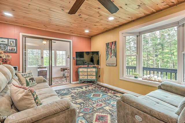 190 Roanwood Rd, Roan Mountain, TN 37687 - living room with recessed lighting, ceiling fan, and a wealth of natural light