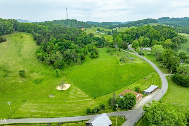 aerial view featuring a rural view