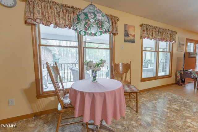 dining room featuring baseboards and a healthy amount of sunlight
