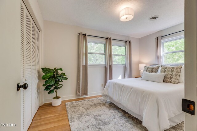 541 Vance Dr, Bristol, TN 37620 - bedroom with light wood-style floors, baseboards, a textured ceiling, and a closet