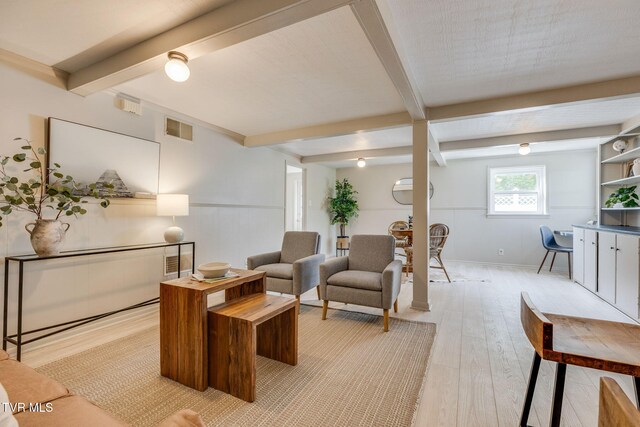 541 Vance Dr, Bristol, TN 37620 - living room featuring beam ceiling and light wood-style flooring