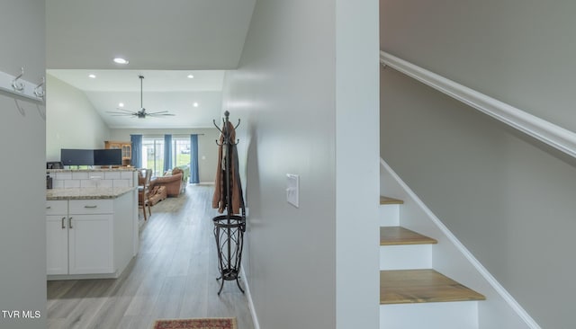 116 Weeping Willow Dr Unit 116, Abingdon, VA 24210 - stairway with recessed lighting, ceiling fan, wood finished floors, and baseboards