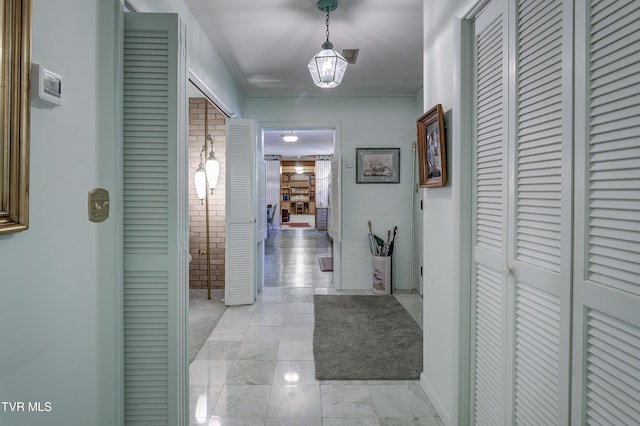 600 Valley Ave, Erwin, TN 37650 - hallway with marble finish floor and baseboards