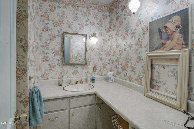 600 Valley Ave, Erwin, TN 37650 - bathroom featuring vanity and wallpapered walls