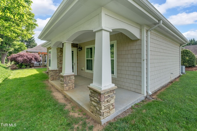 view of property exterior featuring a lawn