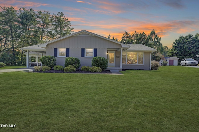 2405 Larkspur Dr, Johnson City, TN 37604 - single story home featuring a lawn, an attached carport, and concrete driveway
