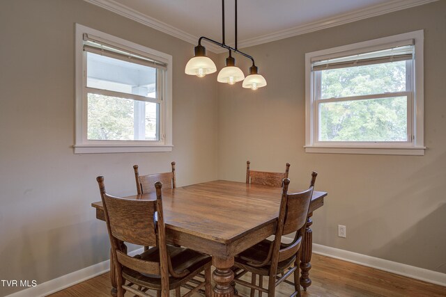 2405 Larkspur Dr, Johnson City, TN 37604 - dining area with baseboards, ornamental molding, and wood finished floors