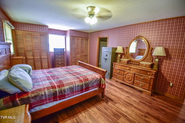 132 Hankal Rd, Gray, TN 37615 - bedroom with wallpapered walls, light wood-style flooring, and a ceiling fan