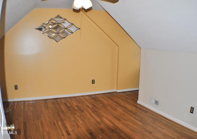 2700 Indian Ridge Rd Unit 23, Johnson City, TN 37604 - additional living space featuring a ceiling fan, vaulted ceiling, wood finished floors, and baseboards