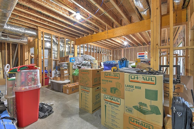view of unfinished basement