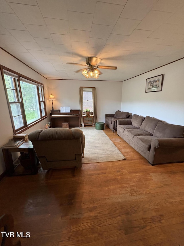 211 Arthur G Caudill Rd, West Jefferson, NC 28694 - living room featuring wood finished floors and a ceiling fan