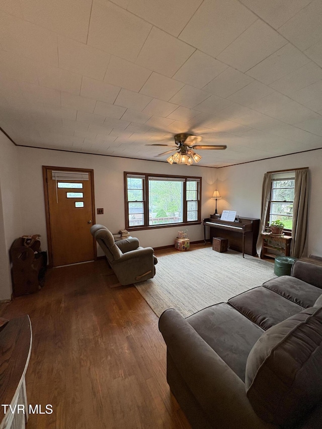 211 Arthur G Caudill Rd, West Jefferson, NC 28694 - living room with wood finished floors, plenty of natural light, and ceiling fan