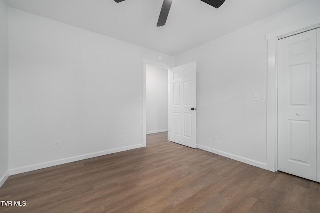 2503 Buffalo Rd, Johnson City, TN 37604 - empty room featuring ceiling fan, wood finished floors, and baseboards