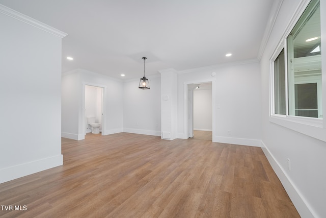 2503 Buffalo Rd, Johnson City, TN 37604 - unfurnished room with recessed lighting, baseboards, light wood finished floors, and crown molding