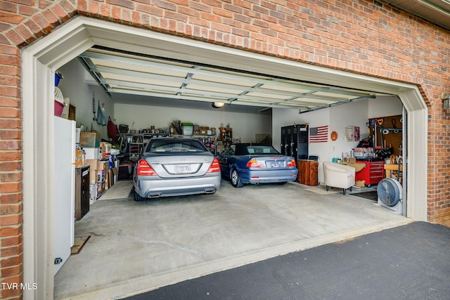 garage with a garage door opener