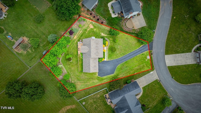 aerial view of property's location with property boundaries highlighted