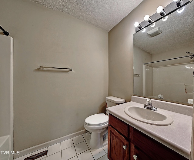 33 Oak Leaf Cir Unit 33, Johnson City, TN 37601 - bathroom featuring a textured ceiling, toilet, tile patterned floors, a shower, and vanity