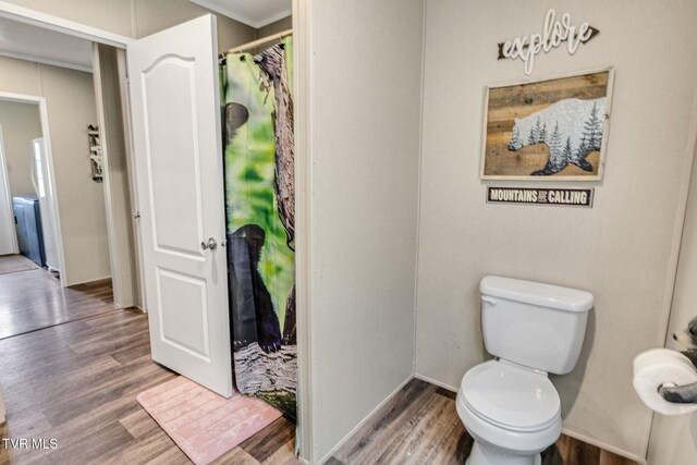 100 Colyer Rd, Greeneville, TN 37743 - bathroom featuring wood finished floors, toilet, and baseboards