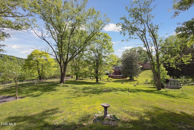 view of yard with an outdoor structure