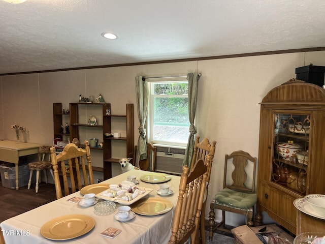 28529 US Highway 23, Big Stone Gap, VA 24219 - dining room featuring crown molding, a textured ceiling, wood finished floors, and recessed lighting