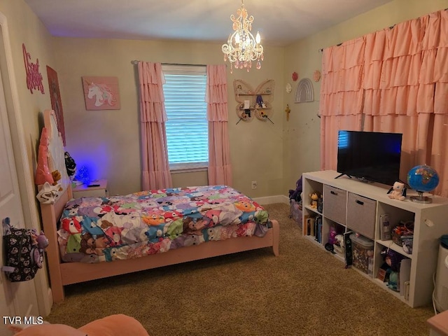 214 Elliott, Erwin, TN 37650 - bedroom featuring carpet and a chandelier