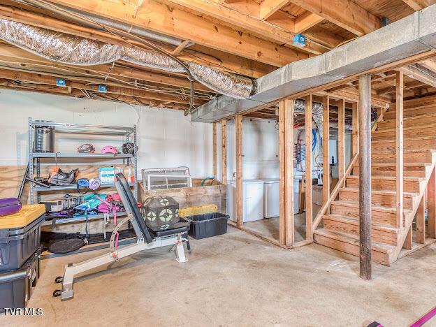 26354 Pewter Ln, Abingdon, VA 24211 - unfinished below grade area featuring stairs