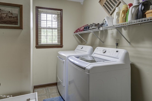 719 W Valley Dr, Kingsport, TN 37664 - laundry area featuring separate washer and dryer and baseboards