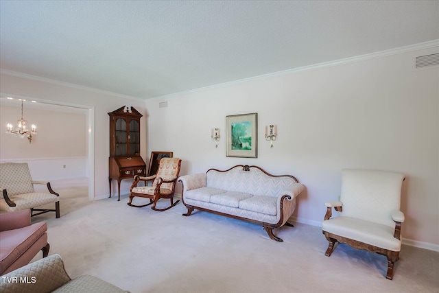 4401 Beechcliff Dr, Kingsport, TN 37664 - carpeted living area featuring a chandelier, crown molding, and baseboards