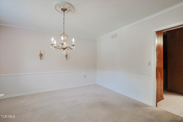 4401 Beechcliff Dr, Kingsport, TN 37664 - unfurnished room featuring crown molding, light carpet, and a chandelier