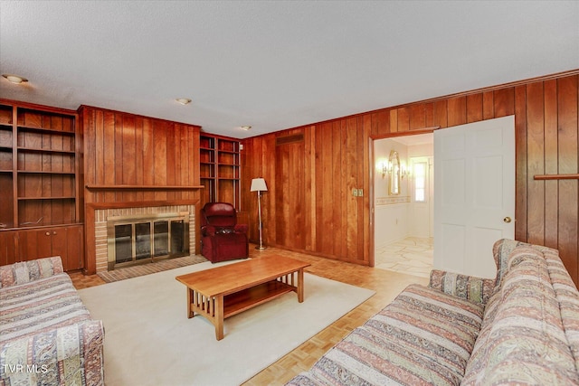 4401 Beechcliff Dr, Kingsport, TN 37664 - living room with wooden walls and a brick fireplace