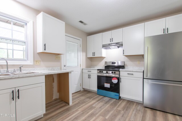 7324 White Pine Cir, Bristol, VA 24202 - kitchen with stainless steel appliances, under cabinet range hood, a sink, and white cabinets